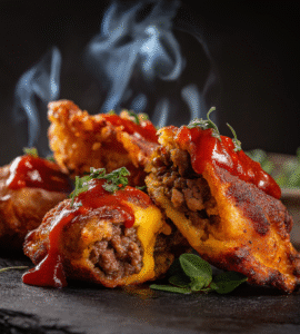 Behold! Fried Cheeseburger Dumplings Over an Open Fire