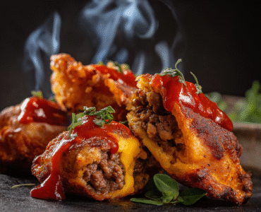 Behold! Fried Cheeseburger Dumplings Over an Open Fire