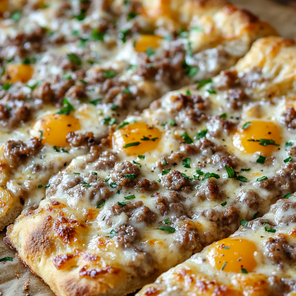 ndulge in the ultimate breakfast mashup with our Biscuit and Sausage Gravy Breakfast Pizza recipe – a decadent and delicious way to start your day!