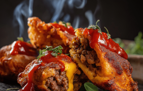 Behold! Fried Cheeseburger Dumplings Over an Open Fire