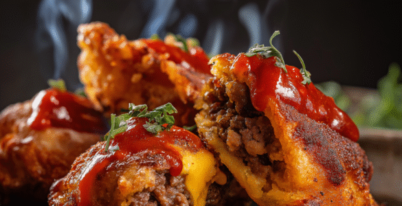Behold! Fried Cheeseburger Dumplings Over an Open Fire