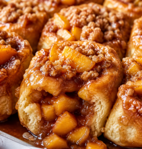 These Peach Cobbler Cinnamon Roll Bites Are a Very Good Bad Idea