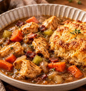 Maple Dijon Chicken Cobbler Is Basically Fall in a Skillet