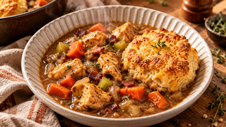 Maple Dijon Chicken Cobbler Is Basically Fall in a Skillet